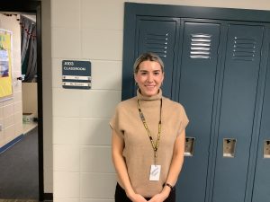 Ms. Alavanja outside her classroom. 
