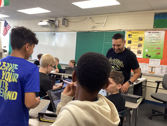 “Soccer is not considered a sport to me, it’s more like a passion.” Mr. Perez helping his students learn Spanish.