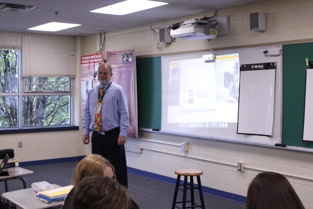 Navigating History: Mr. Swisher instructs his second period World History class as they work in groups.  