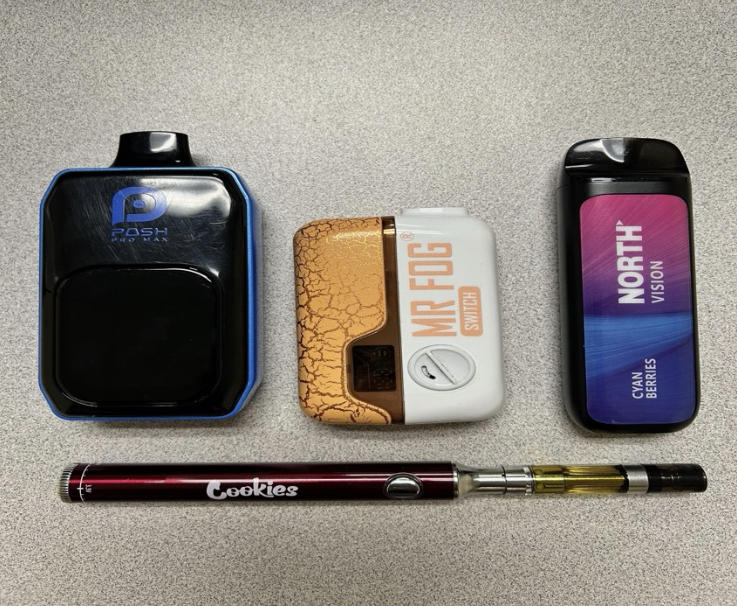 Vapes that our SRO’s found on students throughout the course of this semester. Students were given consequences for their actions and behavior. 