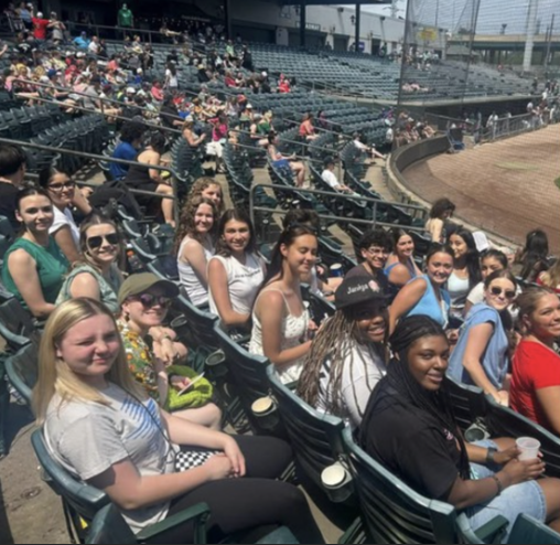 GHS students pose for a picture at the Gary RailCats game on May 15, 2025