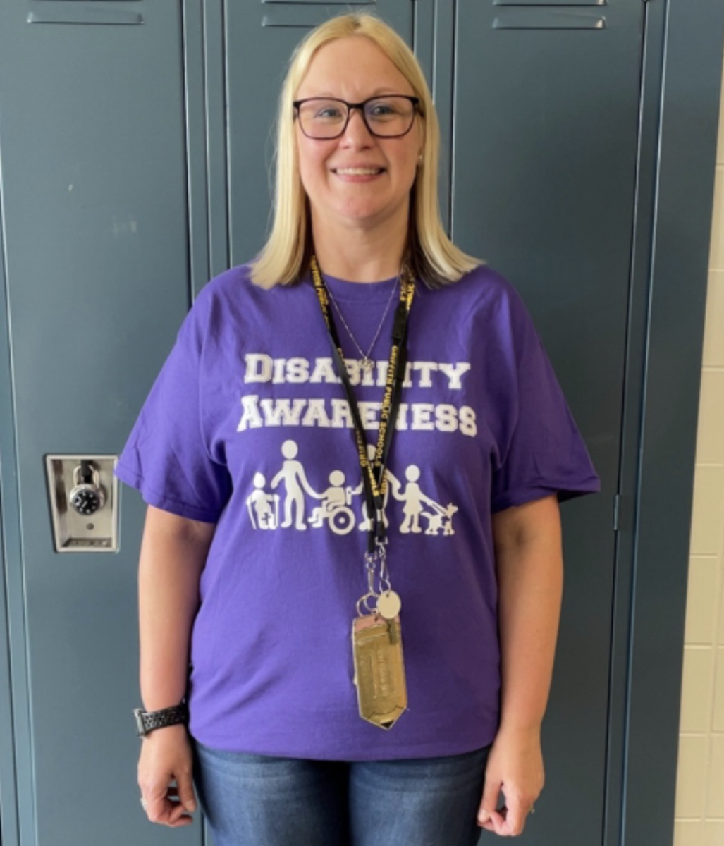 Ms. Madison just outside of her room after school.