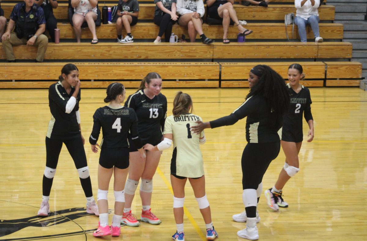 The Panthers celebrate after scoring a point.