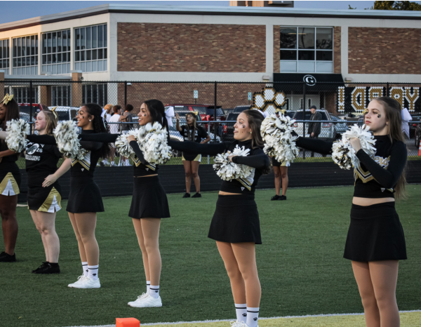The Griffith Pantherettes perform at halftime during the football game against Munster.