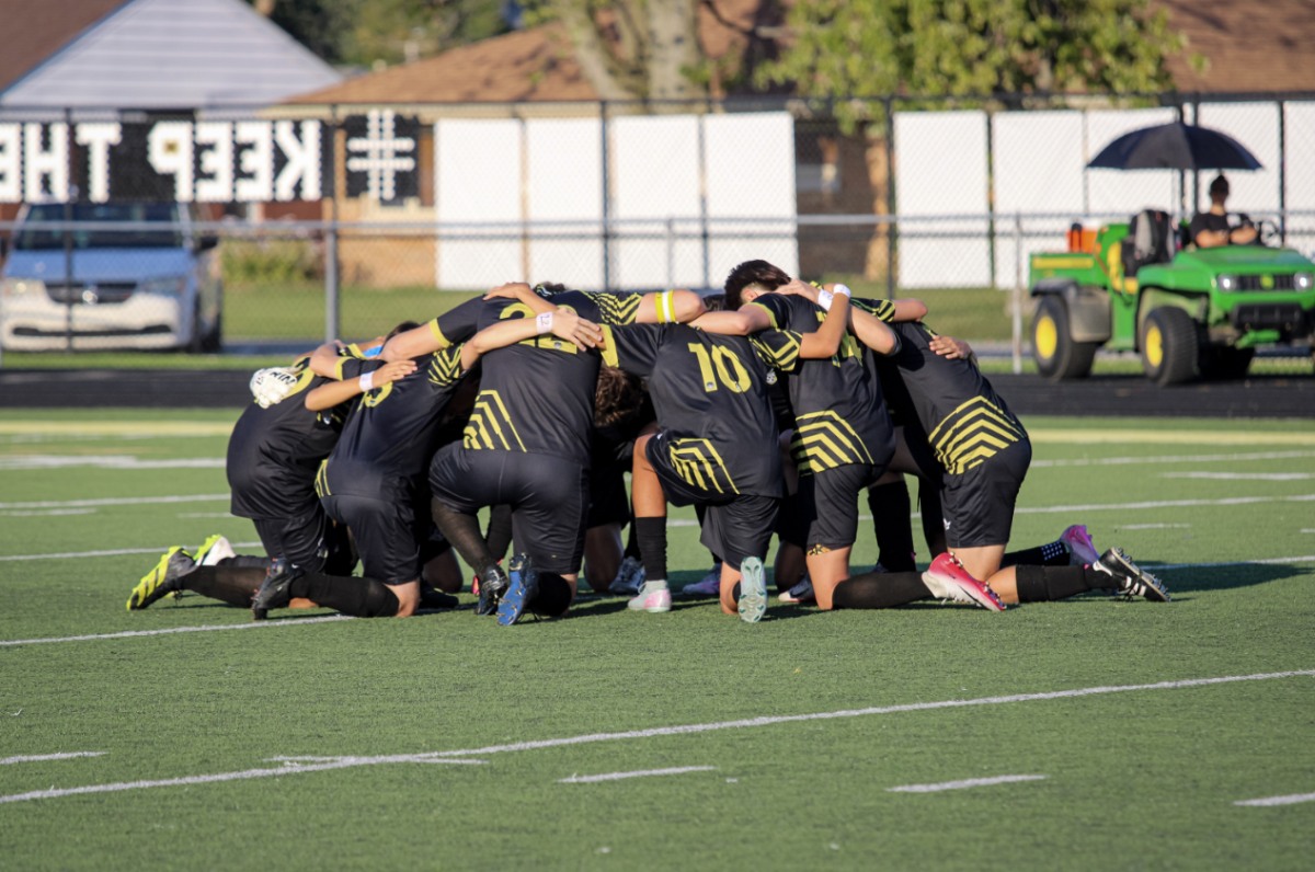 The Panthers huddled in a group moments before the game started.