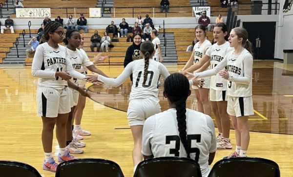 The Lady Panthers announce their starting lineup before the game against Boone Grove