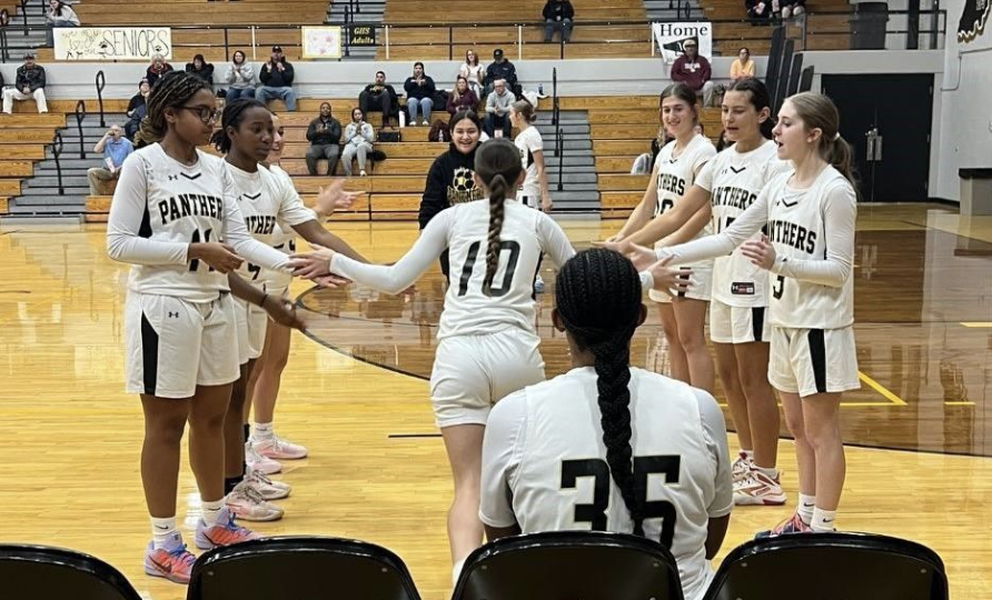 The Lady Panthers announce their starting lineup before the game against Boone Grove